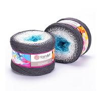 1 x Yarn Art Flowers Yarn 55% Cotton 45% Acrylic 250gr 1000 m (1093.60 yds) Multicolor Cotton Yarn, Crochet, 59 Colours (251)