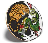1 x Yin Yang Tiger Dragon - Round Coaster Kitchen Student Kids Gift #4741