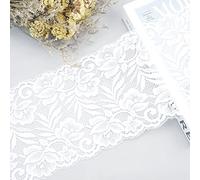 1 Yard 15 cm Vintage Flowers Leaf Pattern Elasticity Lace Ribbon Lace Trim Decorative Ribbon Borders Lace Border for Sewing for DIY Clothing Underwear Wedding Dress Table Decoration, Cool White