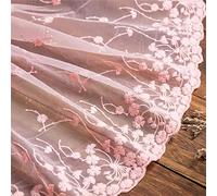 1 Yard 32cm Lace Edge Trim Ribbon Wide Fabric Lace Fabric Ribbon Webbing Fabric Tulle Lace Edging Trimming Fabric Floral Lace Ribbon for Dressmaking Sewing Gift Wrapping Bridal Wedding (02-Pink)