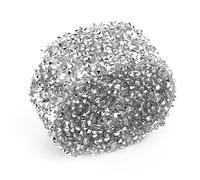 1 Yard 3cm Width Sparkling Back Glue Crystal Rhinestone DIY Crafts Diamond Bling Mesh Wrap Roll Sparkle Ribbon for Wedding Decoration Party Supplies Birthday (Silver)