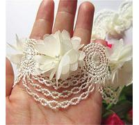 1 Yard 3D Pearl Beaded Flower Tassel Fringe Lace Edge Trim Ribbon 6 cm Width Vintage Style Apricot Edging Trimmings Fabric Embroidered Applique Sewing Craft Wedding Bridal Dress Embellishment DIY