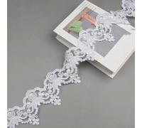 1 Yard 9cm Wide Gold Bead Cording Fabric Flower Venise Venice Mesh Lace Trim Applique Sewing Craft for Bride Wedding Dresses-Ivory