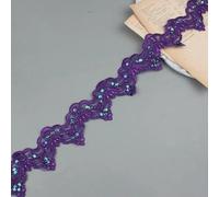 1 Yard 9cm Wide Purple Bead Cording Fabric Flower Venise Venice Mesh Lace Trim Applique Sewing Craft for Bride Wedding Dresses-Dark purple-1Yard