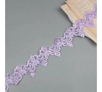 1 Yard 9cm Wide Purple Bead Cording Fabric Flower Venise Venice Mesh Lace Trim Applique Sewing Craft for Bride Wedding Dresses-Light purple-1Yard