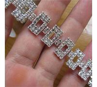 1 Yard Bling Diamante Diamond Trim Ribbon Beaded Rhinestone 1.5cm Width Chain Crystal Gem Sparkle Wedding Bridal Prom Evening Dress Applique Accessories Sash Belt Headband Headdress DIY Cake Craft