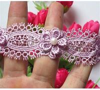 1 Yard Flower Pearl Eyelash Lace Edge Trim Ribbon 3 cm Width Vintage Style Purple Edging Trimmings Fabric Embroidered Applique Sewing Craft Wedding Dress Embellishment DIY Decor Clothes Embroidery