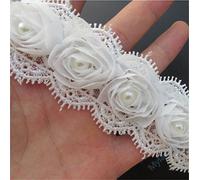 1 Yard Flower Pearl Lace Edge Trim Ribbon 5 cm Width Vintage Style Ivory Cream Edging Trimmings Fabric Embroidered Applique Sewing Craft Wedding Bridal Dress Embellishment DIY Decor Clothes Embroidery