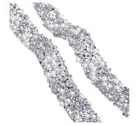 1 Yard Glitter White Resin Rhinestone Ribbons 12mm Self Adhesive Bling Pearl Rhinestone for Glitter DIY Trim Roll,Resin Diamond Strips for Glitter DIY