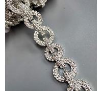 1 Yard Interlock Ring Bling Diamante Diamond Trim Ribbon Rhinestone Chain Crystal Gem 2 cm Sparkle Wedding Bridal Prom Evening Dress Party Show Accessories Sash Belt Headwear Headdress Necklace Craft