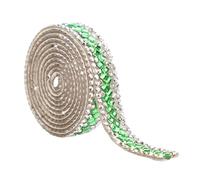 1 Yard Light Green Rhinestone Diamond Ribbons with Square Diamand 1.2CM Wide Self Adhesive Glass Rhinestone Strips,Shinny Gemstone Crystal Roll for DIY Glitter Decorate