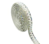 1 Yard Rhinestone Diamond Ribbons White,Self Adhesive Glass Pearl Rhinestone Strips,Bling Stickers Wrap Crystal Roll for Glitter Clothes,1CM
