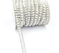 1 Yard White Pearl Rhinestone Trim Ribbon Silver Crystal Pearl Flat Chain Bridal Wedding Dress Decoration Accessories Silver 1 Yards