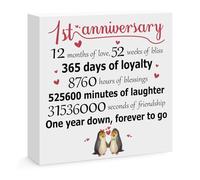 1 Year Anniversary Decor Gifts for Him Her 1st Anniversary Wooden Box Sign Desk Decor Sign for Couple First Wedding Anniversary for Husband Wife 1st Anniversary for Boyfriend Girlfriend