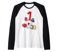 1 Year Old Astronaut 1st Birthday Space Rocket Boy Raglan Baseball Tee