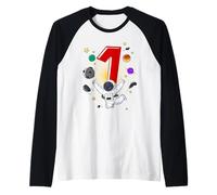 1 Year Old Astronaut 1st Birthday Space Rocket Boy Raglan Baseball Tee