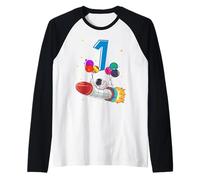 1 Year Old Astronaut 1st Birthday Space Rocket Boy Raglan Baseball Tee