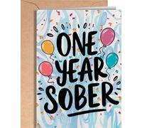 1 Year Sober Card - One Year Sobriety Card - Congrats Sober Anniversary - 1 Soberversary for Men or Women - Addiction Recovery AA - 1 Yr Soberversary Birthday Milestone