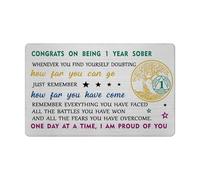 1 Year Sobriety Card for Women Men- 1 1st First One Year Sober Anniversary Birthday Gifts Keepsake
