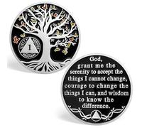 1 Year Sobriety Coin, Butterfly Tree of Life AA Medallions Serenity Prayer Sobriety Chips - AA Coins Anniversary Recovery Chips Sober Tokens for Alcoholics Anonymous Recovery Sober Gifts