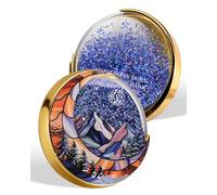 1 Year Sobriety Coin, Liquid Glitter Shaker AA Chip, Meaningful Sober Gifts | Blue Quicksand Moon Mountain Design, Alcoholics Anonymous Medallion, Recovery Gift for Women Men, Sober Anniversary Token