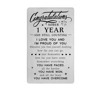 1 Year Sobriety Gifts for Men Women - Sober 1 Year And Still Counting Wallet Card - 1 Yr NA AA Addiction Recovery Sober Anniversary Presents