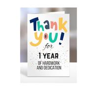 1 year Work Anniversary Card, Employee Gift, Thank You for Employee from Boss or Employer, Leaving or Retirement Present,Men, Women, Presents for Christmas, A5-86_2