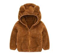 1 Years-5 Years Coat Warm Long Sleeve Jacket Baby Toddler Winter Fleece Coat Kids Jacket Solid Outwear Girls Christmas Padded Clothes Coat Cute Ear Coat Hooded Outwear Toddler (Coffee, 2-3 Years)