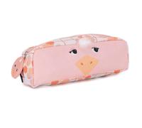 1-Zip Animal Face Pencil Case - Pomelos the Ostrich Les Deglingos Light Pink One Size