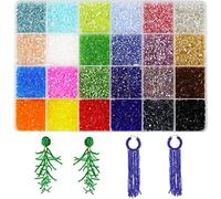 10/0 Glass Hexagon Seed Beads - 21600pcs in Box, 24 Multicolor Assortment Craft Seed Beads for Jewelry Making, 2 X 2.2mm (900pcs/Color, 24 Colors)