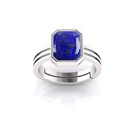 10.00 Ratti 9.00 Carat Natural Lapis Lazuli Stone Silver Adjustable Ring Original And Certified Lajvart Precious Gemstone Free Size Anguthi For Men And Women For Astrological Purpose-B09LLSSQDMS