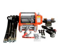 10,000lb Hydraulic Winch. 25m x 9.1mm Steel Rope. 12V System.