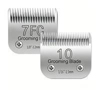 10# 1.5mm and 7FC 3.2mm Clipper Blades, Pet Grooming Clipper Replacement Blades, Compatible with andis/wahl/Oster Dog Clippers, Detachable, Steel, Pack of 2