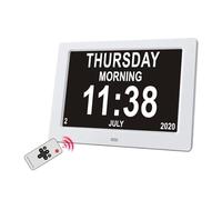 10.1/7.1 Inch Digital Photo Frame LED Calendar Clock Multi-Languages To Display Medicine Time Reminder Alarms For Elder Dementia Easy Share Moments(10 inch White)