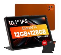 10.1 inch Tablet, Android 15 Tablet, 12GB RAM 128GB Storage, Expandable up to 2TB, with Foldable Stand Case, Octa-Core Processor, IPS HD Display, Wi-Fi 6 & Bluetooth 5.4, Widevine L1, 6000mAh Battery