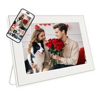 10.1 Inch WiFi Digital Photo Frame, 32GB Frameo Picture Frame, 1280x800 HD IPS Touch Screen, Auto-Rotate, Instant Photo/Video Sharing via Frameo App, Wall Mountable, White