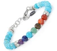 10:10 7 Chakra bracelet made in stainless steel and 6mm natural stones, made in Italy