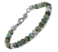 10:10 Jewels Men's and Women's Bracelet with 0,25 inch Natural African Turquoise Stones, Male or Female Bracelet with Diamond Beads in Stainless Steel and Very Resistant, Made in Italy