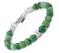 10:10 Men's Bracelet - Women's Bracelet - Handmade with 8 mm natural stones and stainless steel - Adjustable, Durable and Confortable. Made In Italy, Adjustable, Stone, green agate
