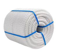 10-100 M Long Three-strand Twisted Braided Nylon Dock Line, 8-20 mm Thick White Marine Grade Boat Rope for Docking Yachts Pontoon Mooring Kayak Canoe(12mm,100m)