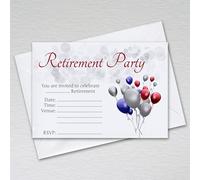 10-100 Pack of Retirement Party Invitations with Envelopes: Leaving Invites (Pack of 50 Red Blue & Silver with Envelopes)