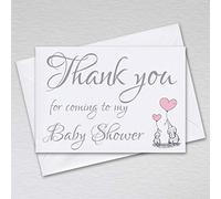 10-100 Pack of Thank You for Coming to My Baby Shower Cards Postcards Notes Envelopes A6 Thankyou Favours Girls Boys Unisex Cute Elephant Design (Pack of 20 with Envelopes)