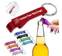 10-100 Pcs Personalised Aluminium Bottle Opener Keyring Engraved with Text Logo Custom Keychain Bottle Opener 9 Colours for Christmas Party Bar Gathering (100)