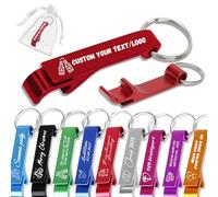 10-100 Pcs Personalised Aluminium Bottle Opener Keyring Engraved with Text Logo Custom Keychain Bottle Opener 9 Colours for Christmas Party Bar Gathering (10)