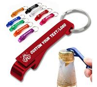 10-100 Pcs Personalised Aluminium Bottle Opener Keyring Engraved with Text Logo Custom Keychain Bottle Opener 9 Colours for Christmas Party Bar Gathering (50)