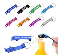 10-100 PCS Personalised Bottle Opener Keyring Bulk Engraved Logo Name Text Date, Custom Beer Caps Cans Soda Multi-Function Openers Keychain for Party Gatherings Wedding Favours Corporate Events (50)