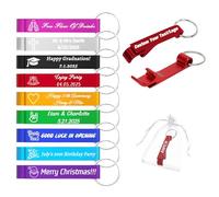 10-100 PCS Personalised Bottle Opener Keyring Bulk Engraved Logo Name Text Date, Custom Beer Caps Cans Soda Multi-Function Openers Keychain for Party Gatherings Wedding Favours Corporate Events (10)
