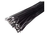 10-100 Pcs Stainless Steel Metal Black Cable Ties Coated Locking Zip-Exhaust Multifunctional 8mm(20PCS,8x250mm)