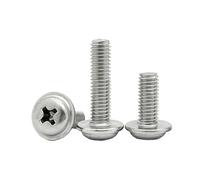 10~100pcs 304 Stainless Steel M1.4 M2 M2.5 M3 M4 M5 M6 Cross Pan Round Head With Washer Padded Collar Screw Bolt(40mm,M6 (10pcs))