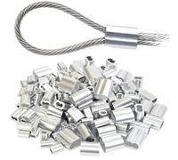 10-100Pcs 8-Shape Aluminum Sleeve Clamps Double Hole Cable Crimp Rings Steel Wire Rope Fixed Accessories Suitable for steel wire rope(100Pcs M2)